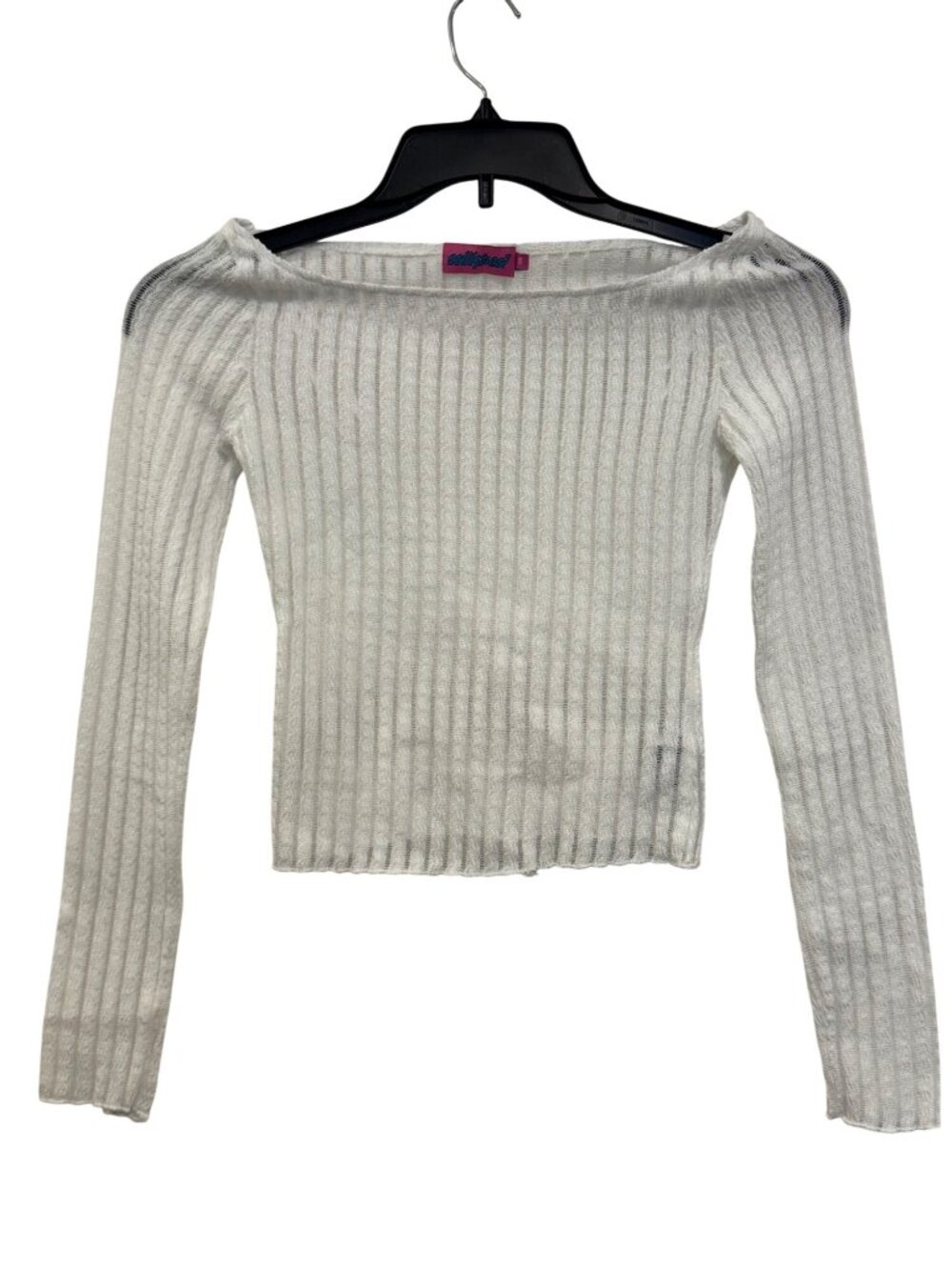 Edikted White Ribbed Long Sleeve Knit Top XS Lightweight Stretchy